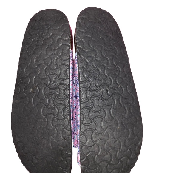 Simply Southern Floral Buckle Slip on Flip Flop Sandals Size 9 Pink/Blue - Picture 14 of 14